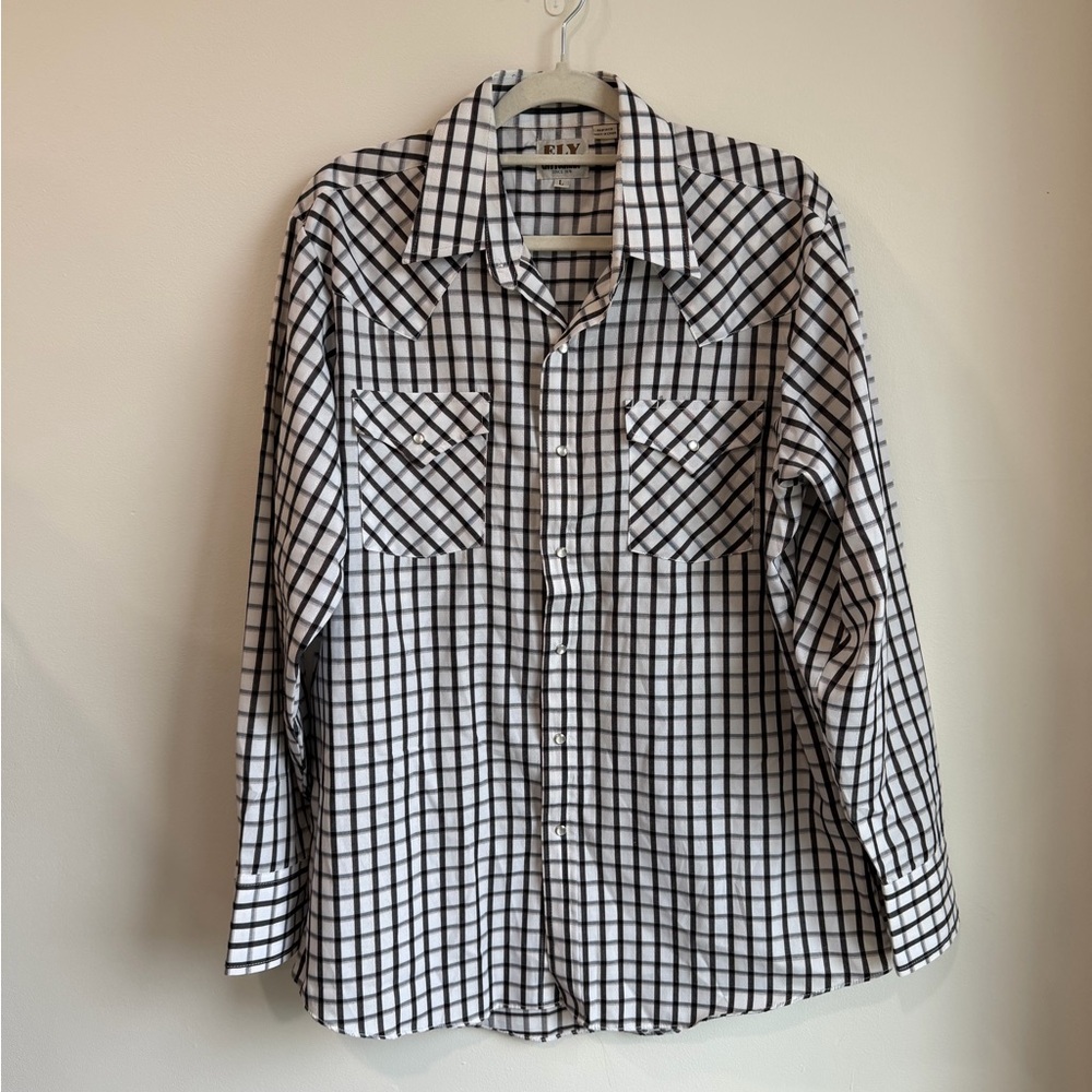 Ely Cattleman Black and White Plaid Western Shirt